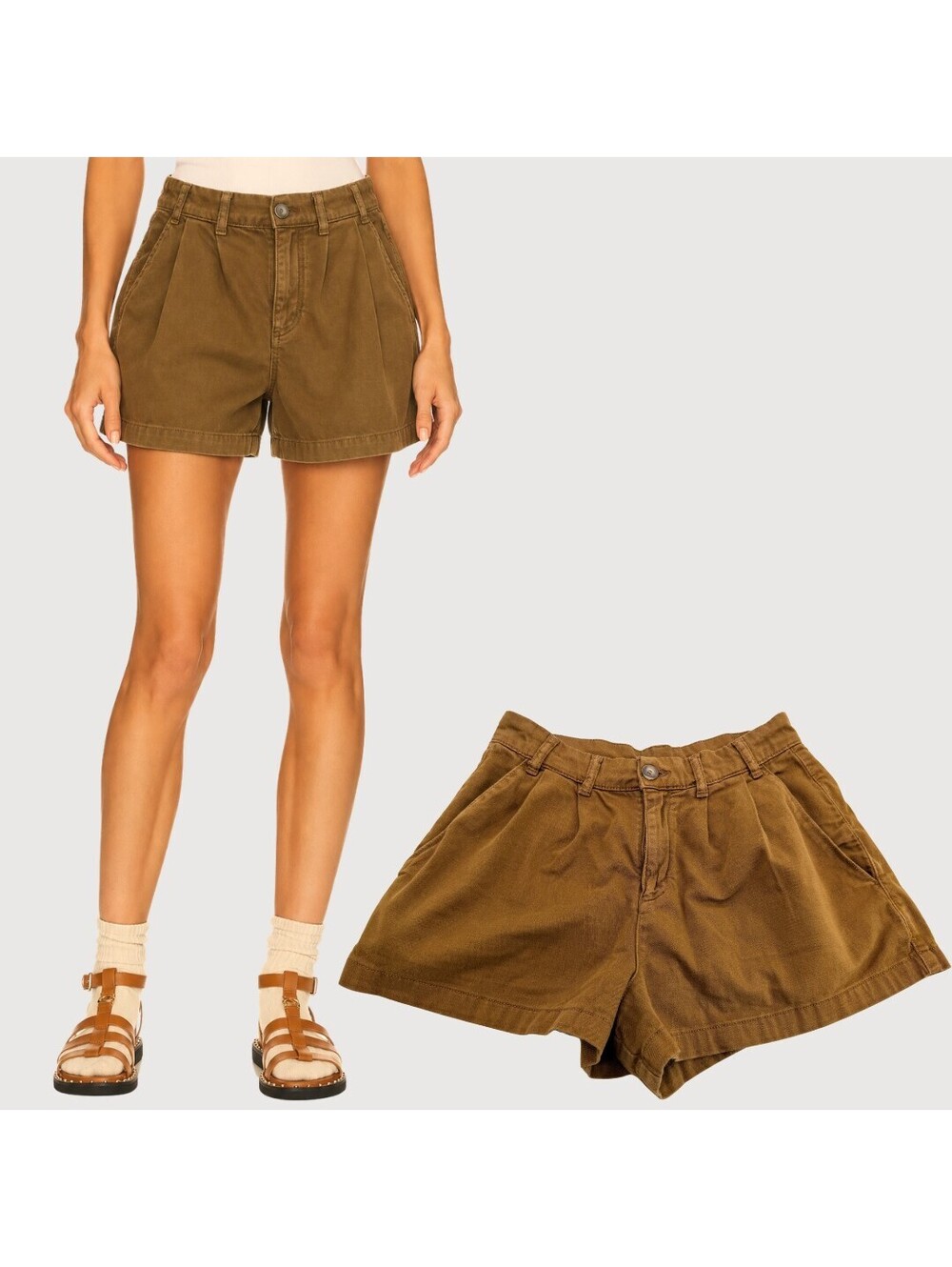 Free People Billie Chino Pleated Shorts Rust Size 0